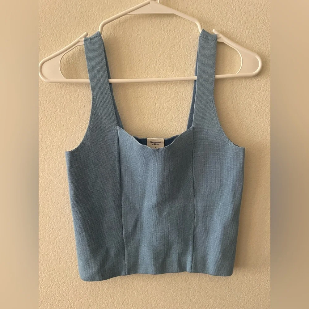 Abercrombie & fitch blue cropped tank top blouse - Picture 2 of 5